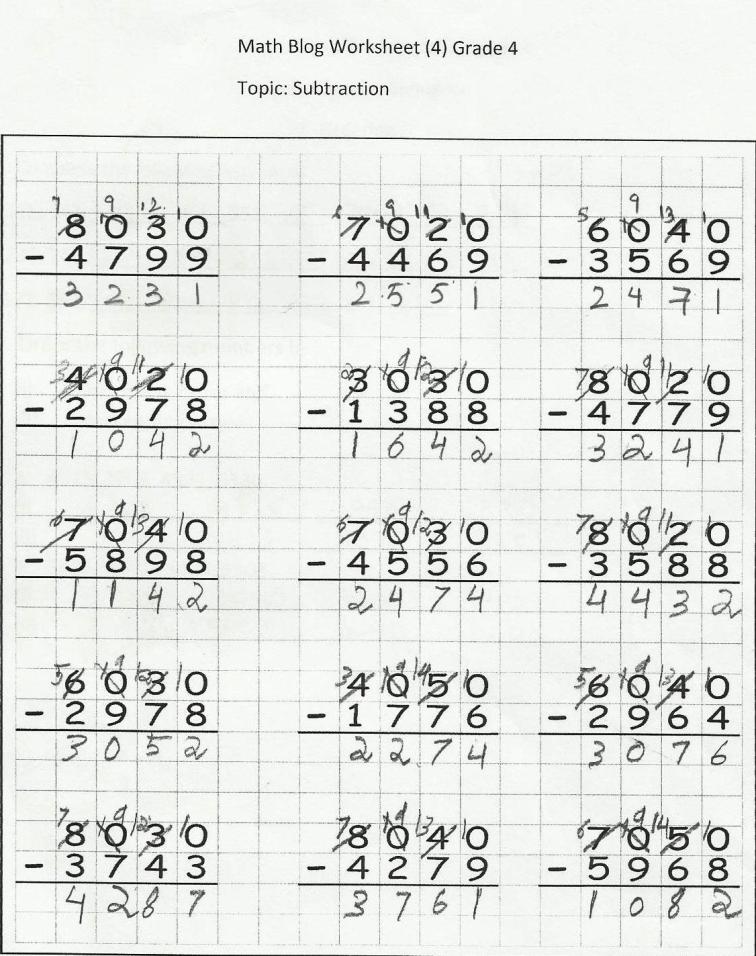 Math Blog Worksheet 4 Grade 4