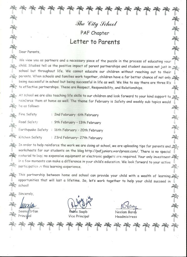 letter to parents